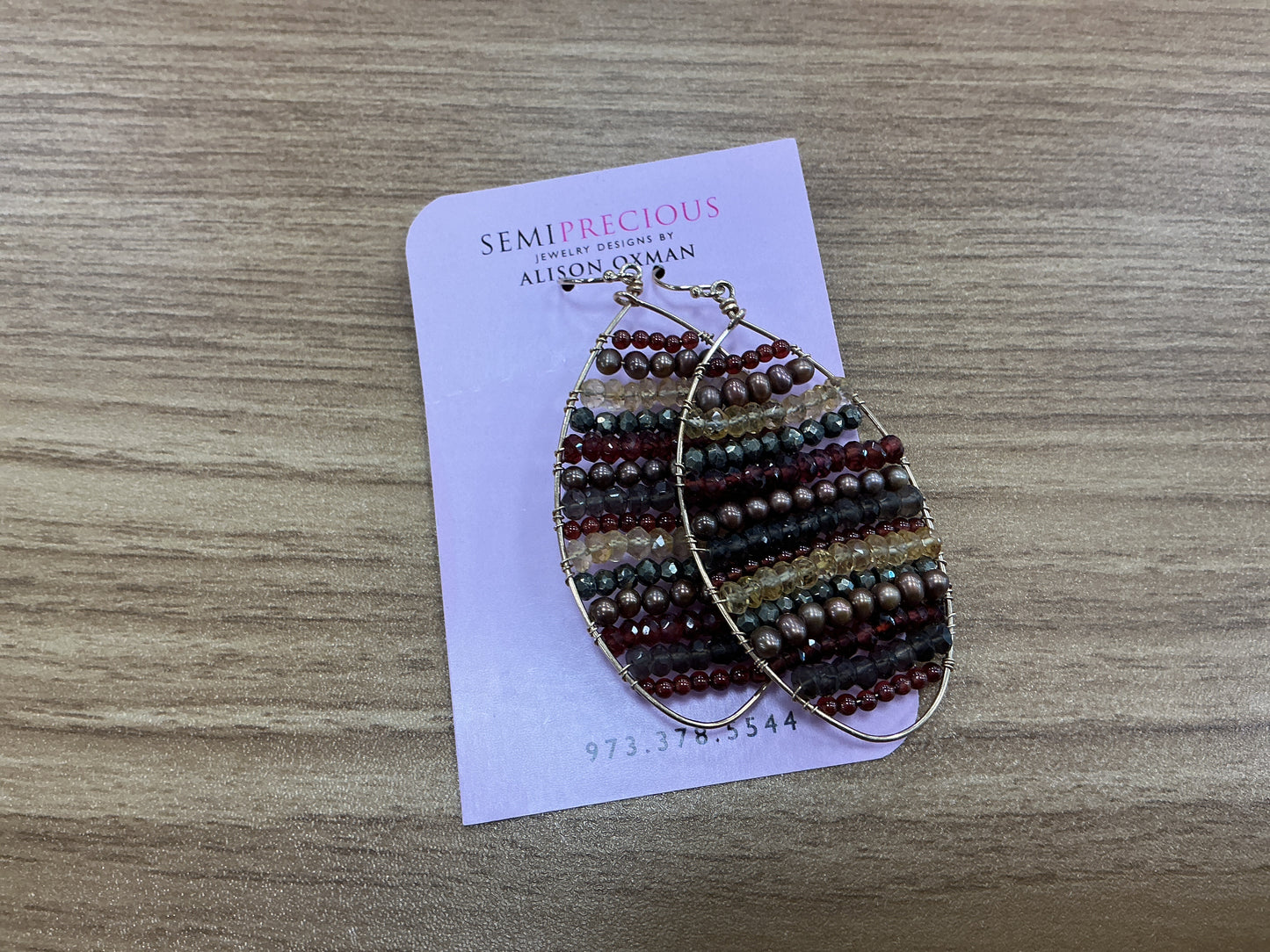 Multi-stone Strung Oval Earrings