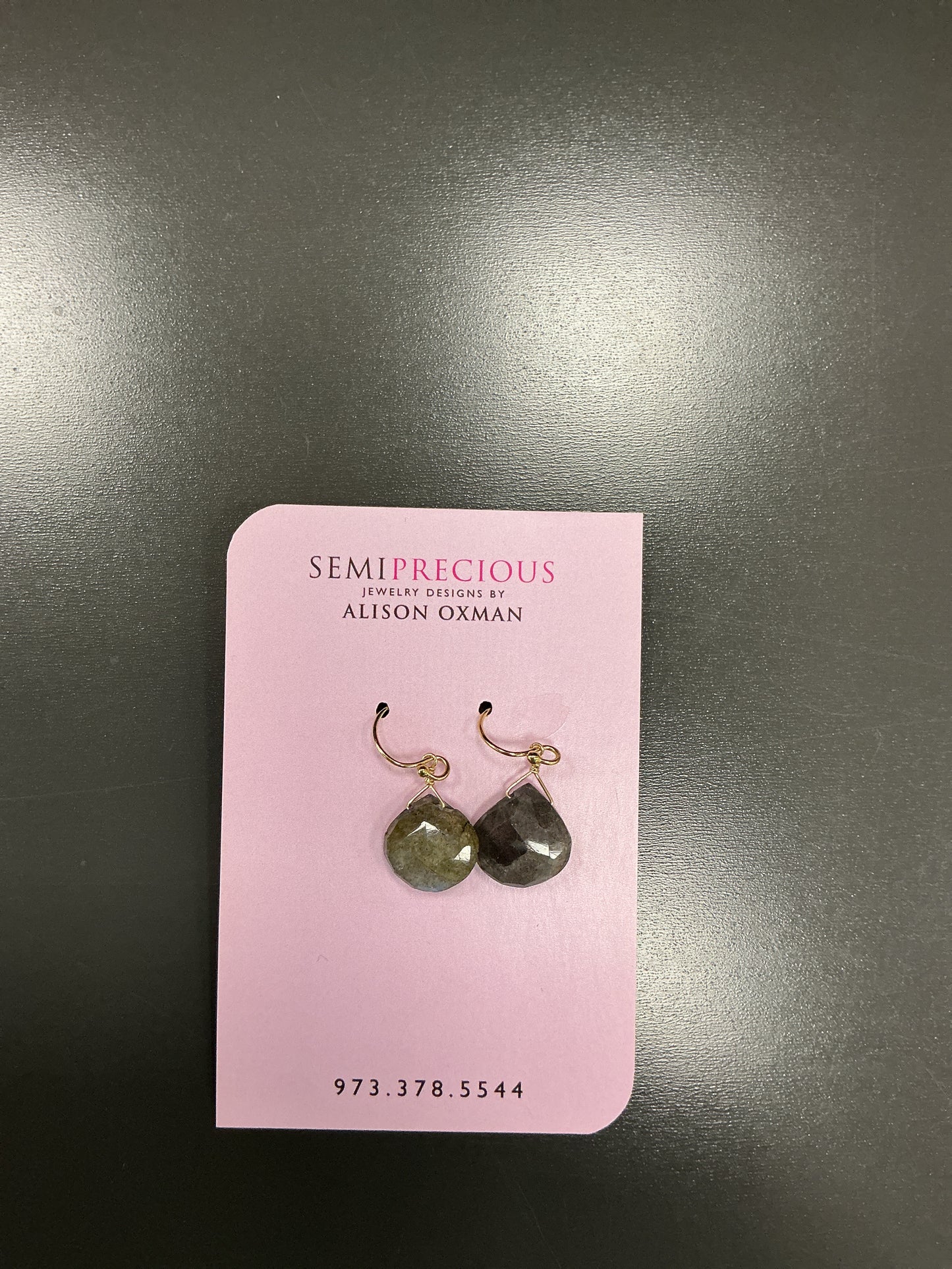 Labradorite Heart Earrings