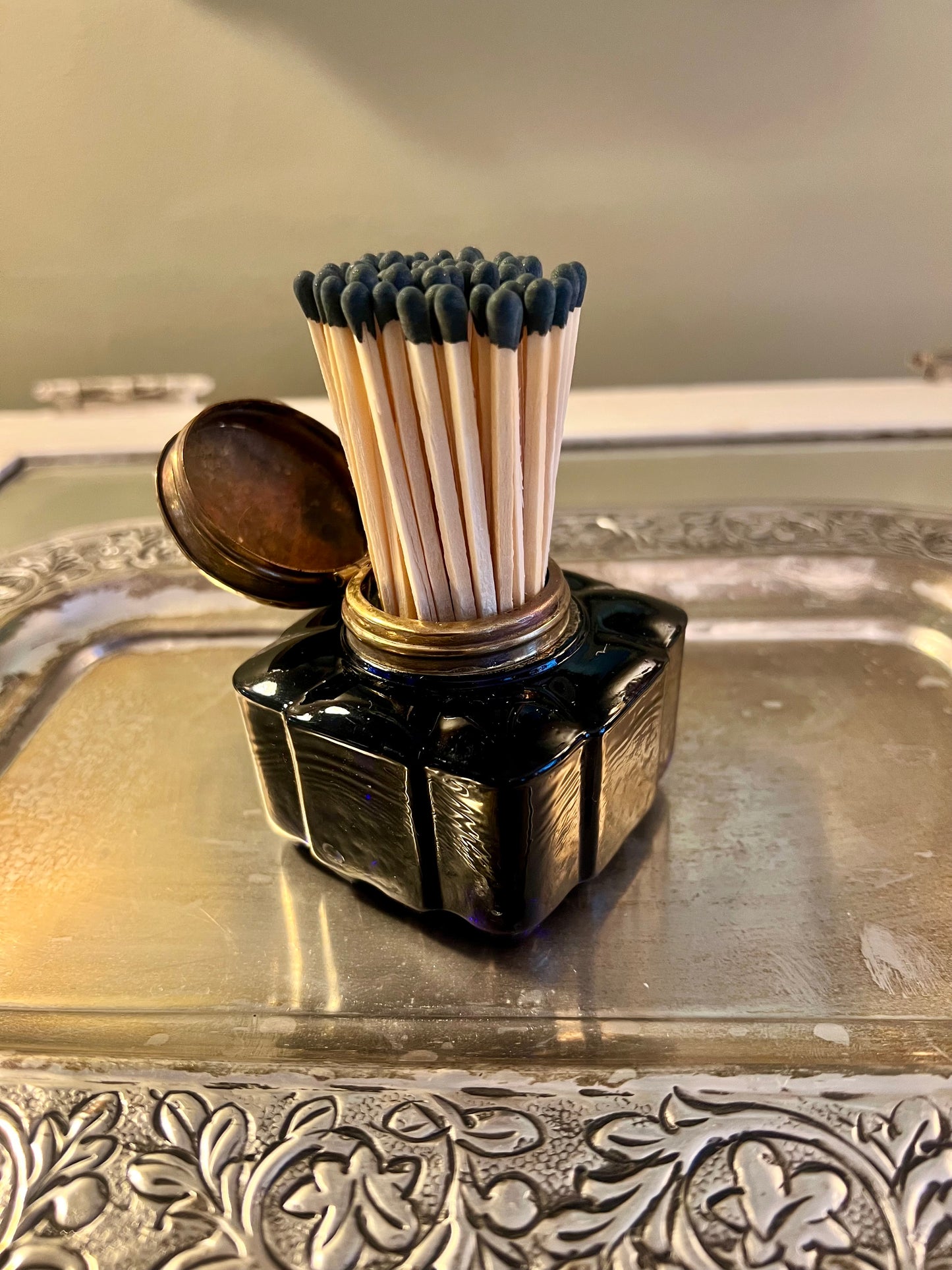 Colored Glass Matchstick Holders