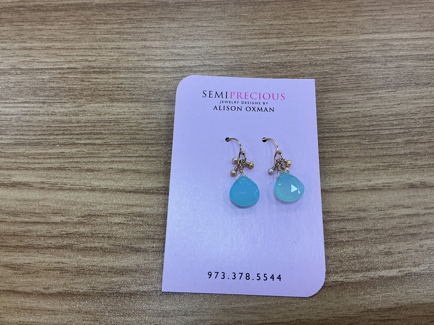 Aqua Chalcedony Earrings (w/ Pearls)