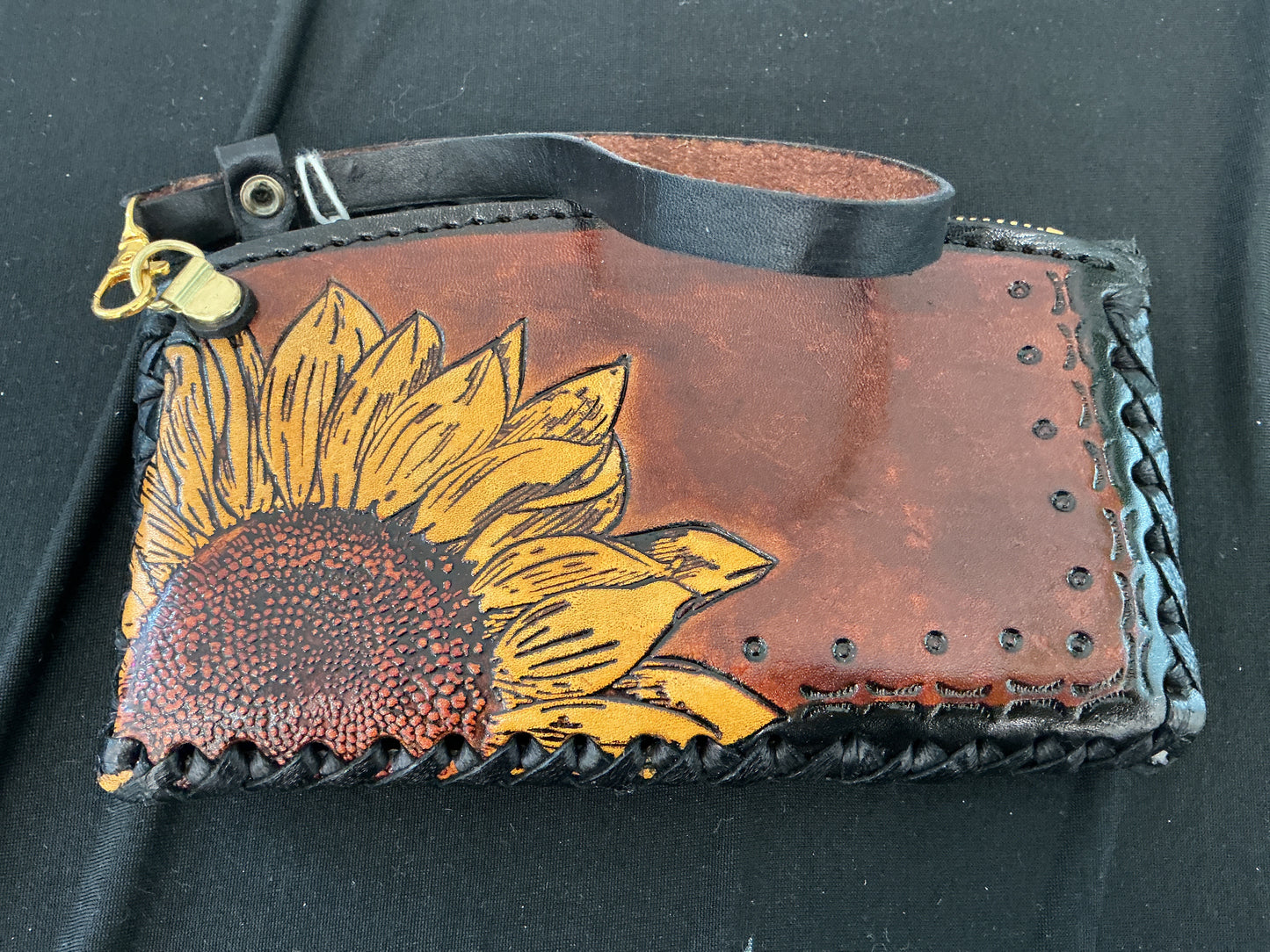 Leather Sunflower Coin Purse