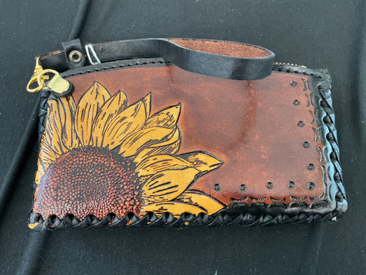 Leather Sunflower Coin Purse