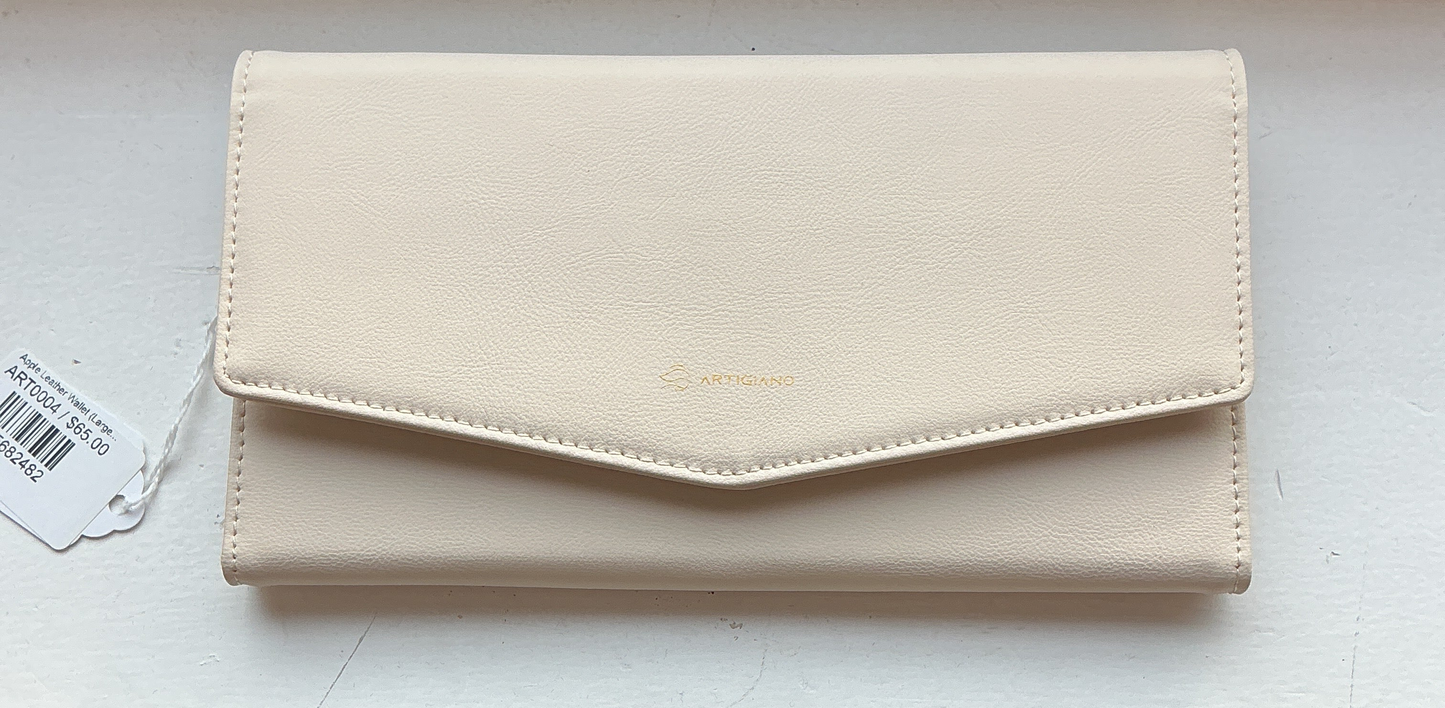 Apple Leather Wallet (Large, Beige)