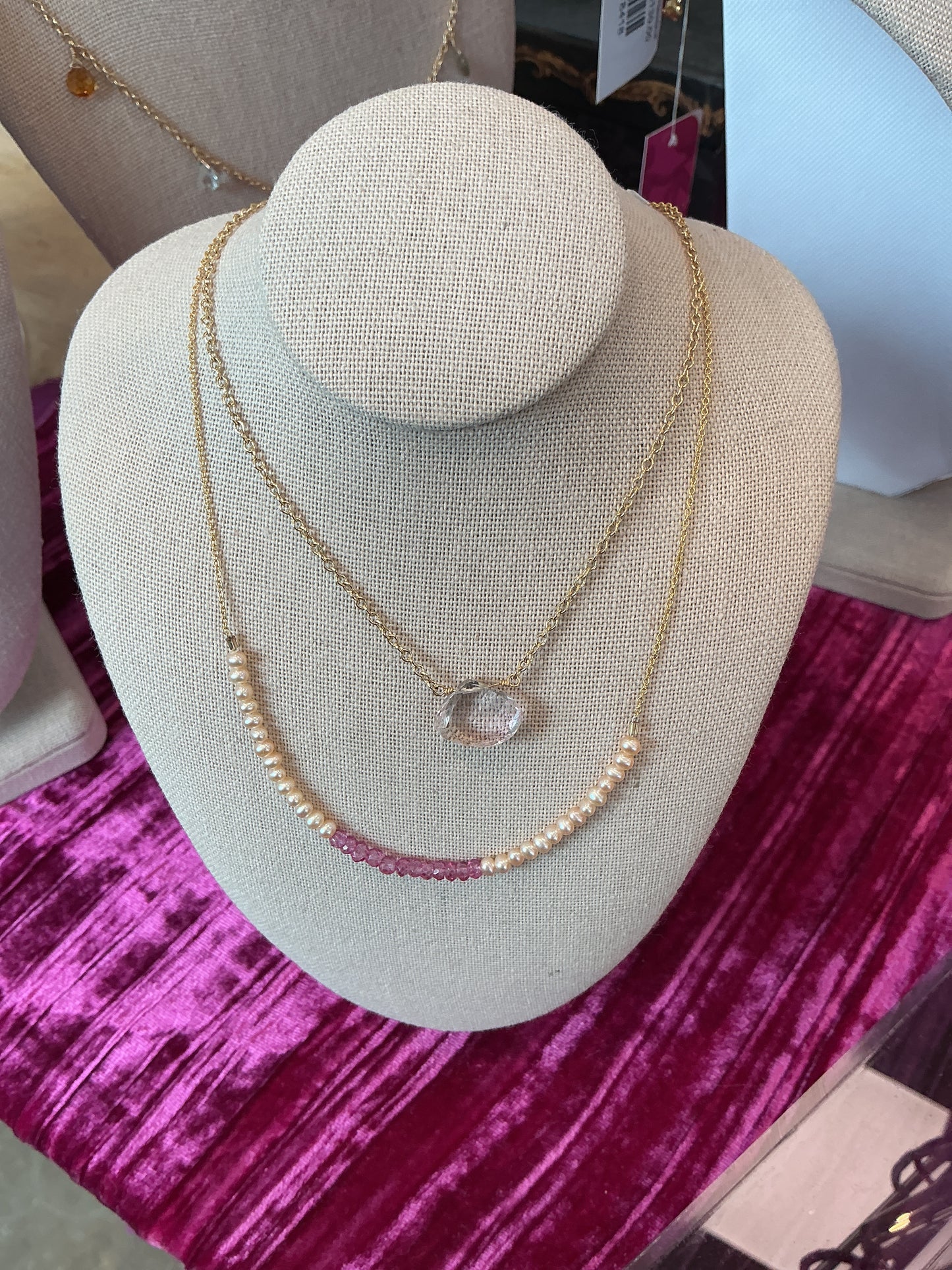 Strung Bead Bar Necklace