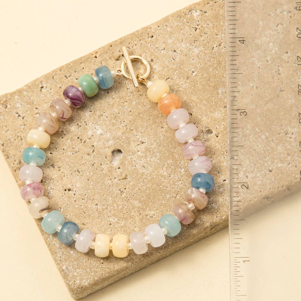 Mixed Marble Resin Beaded Toggle Bracelet