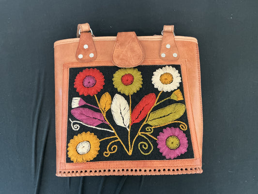 Embossed Leather Handbags w/ Embroidery (Large)