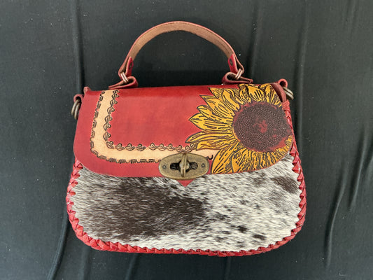 Leather Bag w/ Front Fur Accents (Small)