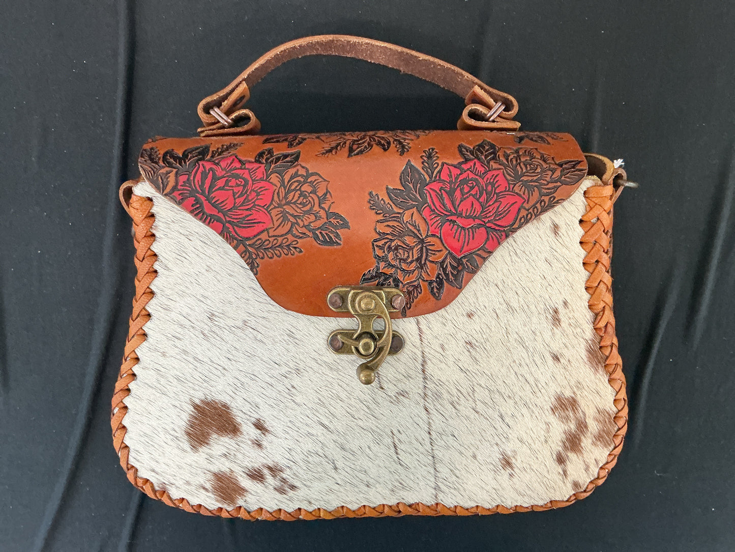 Leather Bag w/ Front Fur Accents (Medium)