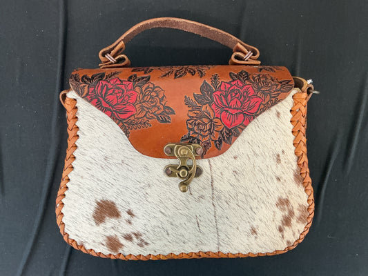 Leather Bag w/ Front Fur Accents (Medium)