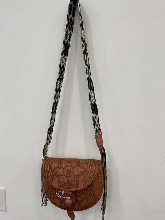 Leather Purse w/ Embroidered Strap