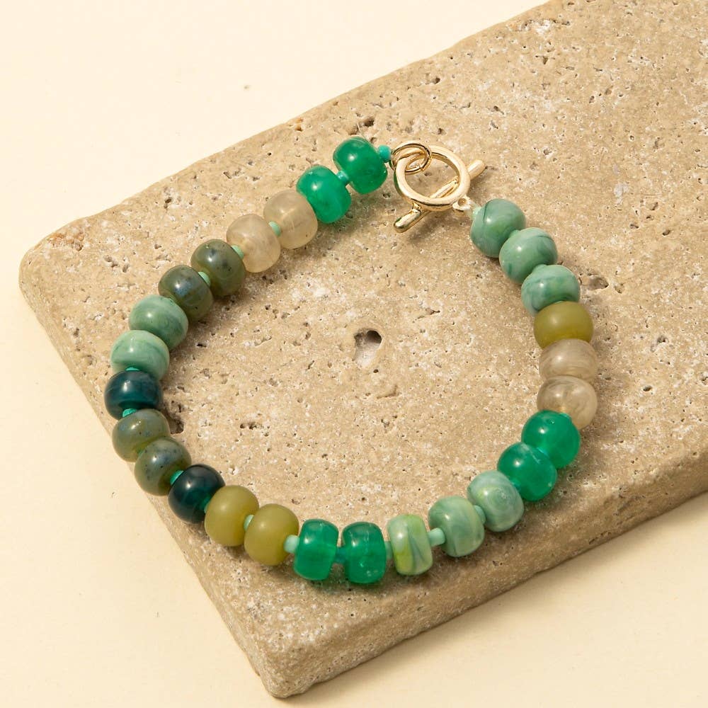 Mixed Marble Resin Beaded Toggle Bracelet
